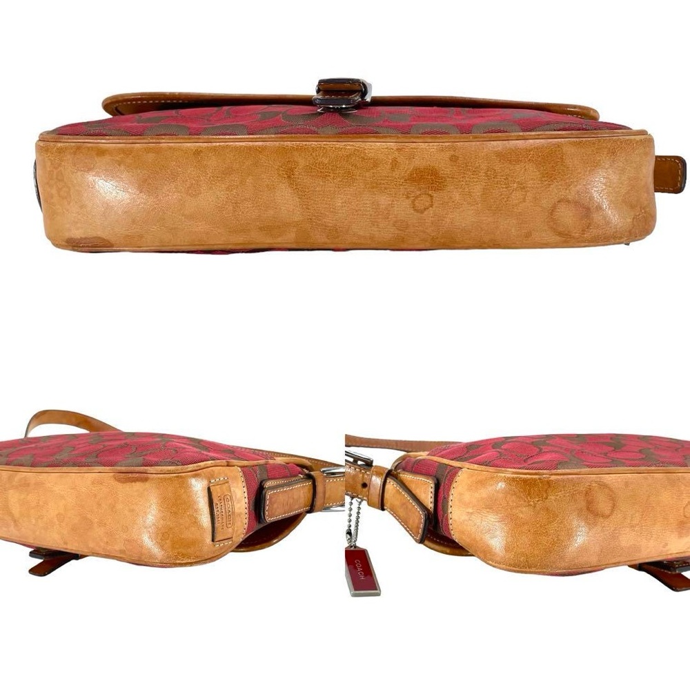 Coach Signature Red and Tan Bag baguette bag - Picture 4 of 5